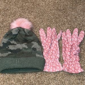 Hat and glove set old, navy girls, extra large hat, and gloves set